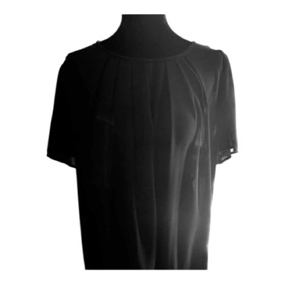 Zenana Black Pleated Blouse XL | Minimalist Flowy Professional